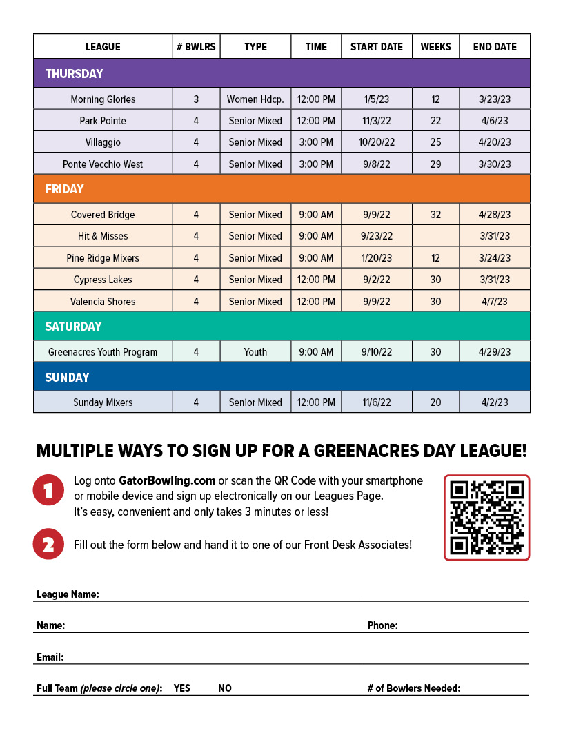 2022-23 Fall Day Leagues 2